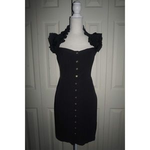 Black bebe Dress with Ruffle Sleeves